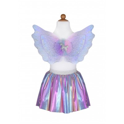 SET LICORNE JUPE ET AILES, TAILLE US 4-6 GREAT PRETENDERS