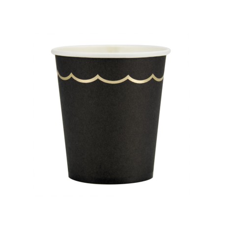 GOBELETS 200ML FESTONNES NOIRS  X8 - TIM ET PUCE