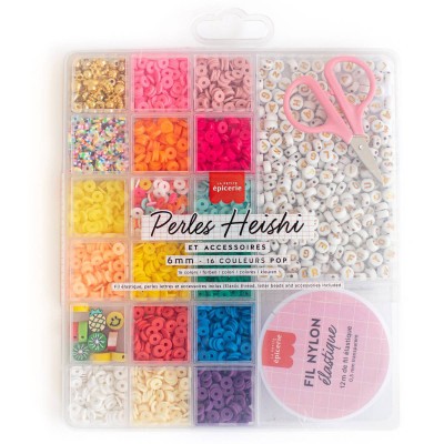 BOÎTE DE 16 COULEURS DE PERLES HEISHI 6 MM - POP