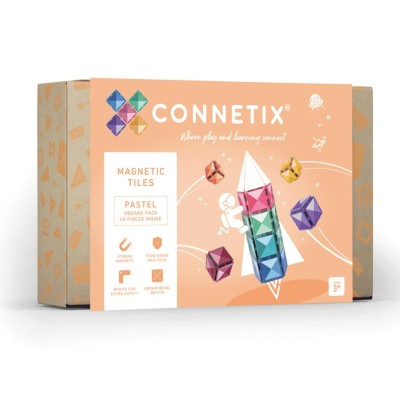 TUILES MAGNETIQUES PASTEL CARRE 40PCS -CONNETIX TILES