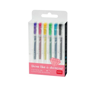 SET DE 6 STYLOS À ENCRE GEL PAILLETES - LEGAMI