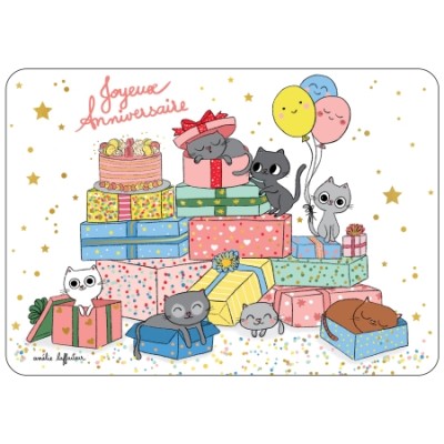 CARTE ANNIVERSAIRE CHATS- CARTES D'ART