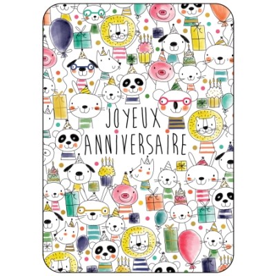 CARTE ANNIVERSAIRE ANIMAUX -CARTES D'ART