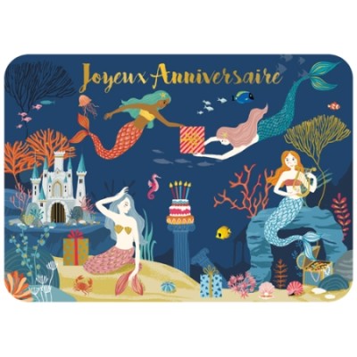 CARTE ANNIVERSAIRE SIRENES- CARTES D'ART