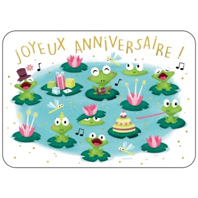 CARTE ANNIVERSAIRE GRENOUILLES -CARTES D'ART