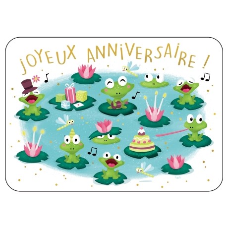 CARTE ANNIVERSAIRE GRENOUILLES -CARTES D'ART