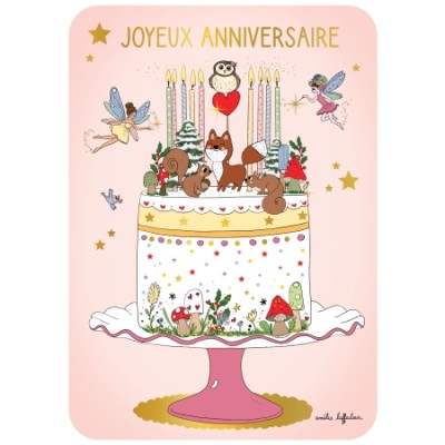 CARTE ANNIVERSAIRE GATEAU DE LA FORET- CARTES D'ART