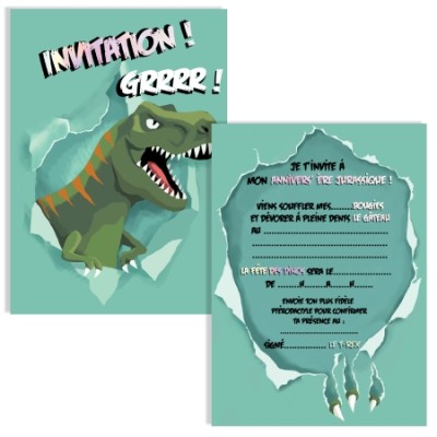 8 CARTES  INVITATIONS DINO GRRR- CARTES D'ART