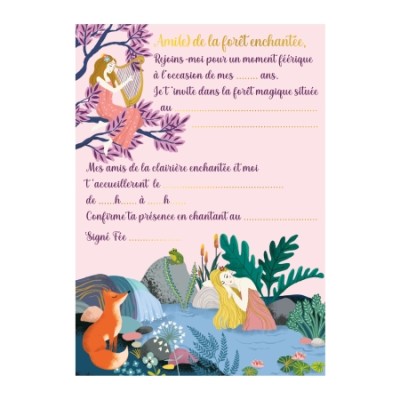 8 CARTES  INVITATIONS FORET ENCHANTEE- CARTES D'ART