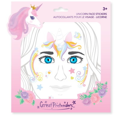 AUTOCOLLANTS POUR LE VISAGE - THEME LICORNE  - GREAT...