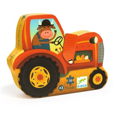 PUZZLE SILHOUETTE TRACTEUR - 16 PCS - DJECO