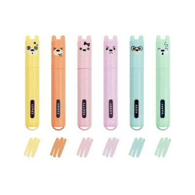 SET DE 6 MINI SURLIGNEURS TEDDY -LEGAMI