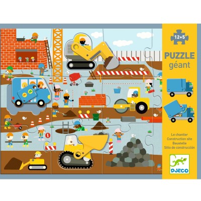 PUZZLE GEANT - LE CHANTIER - 12PCS + 5PCS - DJECO