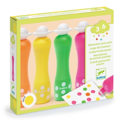 MARQUEURS GROS POIS NEON (4 MARQUEURS) - DJECO