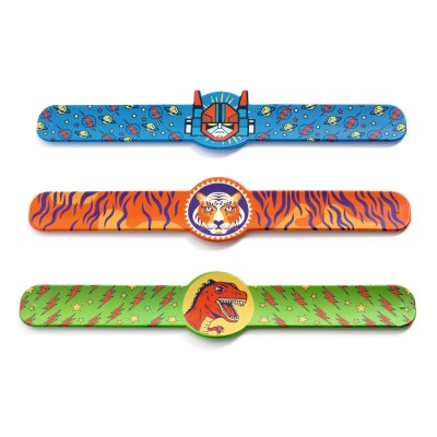 1 BRACELET ENROULEUR DINO, TIGRE OU SUPERHEROS. - DJECO