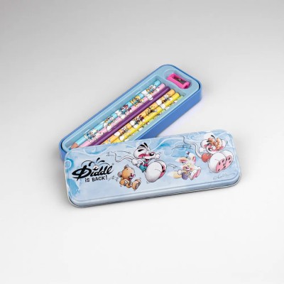 PLUMIER METAL 6 CRAYONS DE COULEURS DIDDL