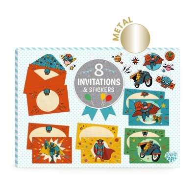 8 INVITATIONS  POW ! BANG ! - DJECO