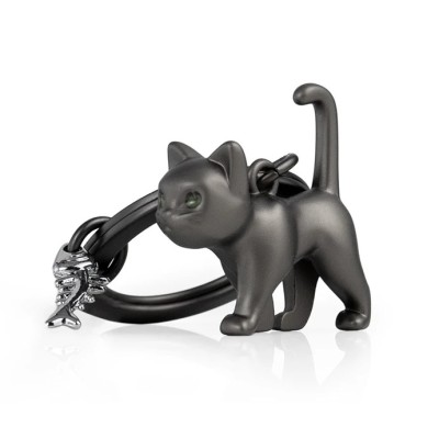 PORTE-CLÉS CHAT NOIR YEUX PHOSPHORESCENTS