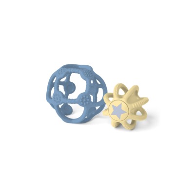 LOT DE 2 BALLES SENSORIELLES BLEU ET JAUNE - LITTLE L