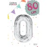 BALLON MYLAR ARGENT 80 CM - CHIFFRE 0 - COTILLONS D'ALSACE sur Hélène & Compagnie