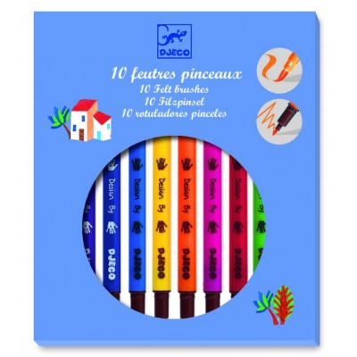 10 FEUTRES PINCEAUX - CLASSIQUE - DJECO